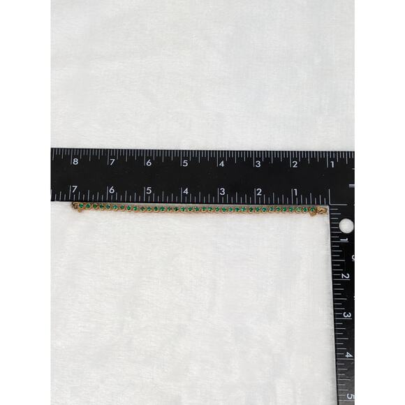 Lab Emerald Tennis Bracelet 7" UTC S925 10K Gold Vermeil China Green Stones - Picture 3 of 8